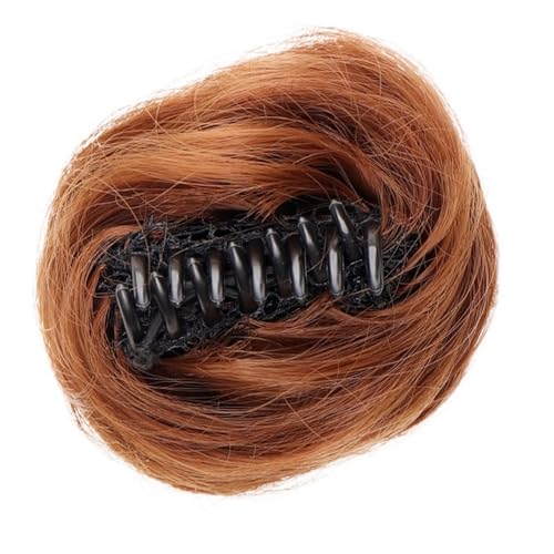 ZYDLMBJL Dutt-Haarteile für Frauen, Mini-Katzenohr-Krallenclip for Messy Bun, Kunsthaar-Perücken-Accessoire(Brown Yellow) von ZYDLMBJL