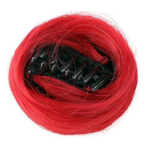 ZYDLMBJL Dutt-Haarteile für Frauen, Mini-Katzenohr-Krallenclip for Messy Bun, Kunsthaar-Perücken-Accessoire(Red) von ZYDLMBJL
