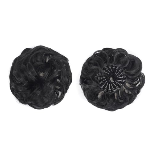 ZYDLMBJL Dutt-Haarteile für Frauen, Synthetische Messy Bun Extensions, Flauschiger Chignon, Vogelnest-Design, Einziehbare Wellen(Black) von ZYDLMBJL