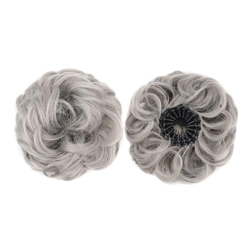 ZYDLMBJL Dutt-Haarteile für Frauen, Synthetische Messy Bun Extensions, Flauschiger Chignon, Vogelnest-Design, Einziehbare Wellen(Gray) von ZYDLMBJL