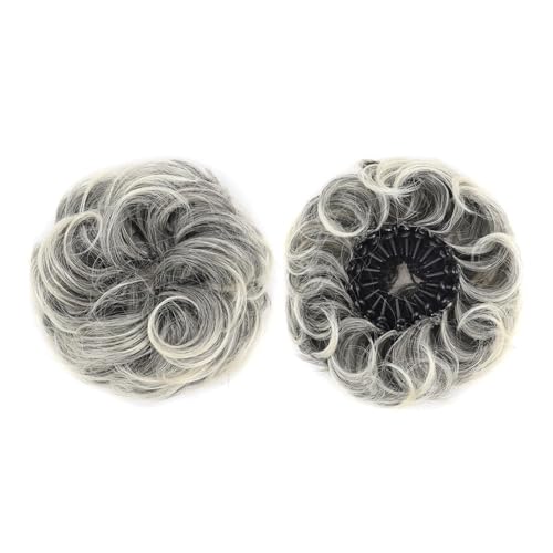 ZYDLMBJL Dutt-Haarteile für Frauen, Synthetische Messy Bun Extensions, Flauschiger Chignon, Vogelnest-Design, Einziehbare Wellen(Light Gray) von ZYDLMBJL
