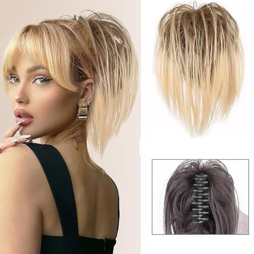 ZYDLMBJL Dutt-Haarteile für Frauen, Synthetischer, unordentlicher, lockiger Haarknoten mit Pferdeschwanz – Clip-in-Chignon-Haarverlängerungen for Frauen(Brown Gold) von ZYDLMBJL