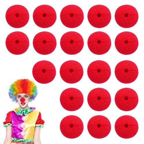 ZYEKIU 20 Stück Clownnasen Rot Erwachsene Clown-Nase Falsche Clownsnasen Aus Rote Nasen Schwamm Clowns Gekleidete Schwammbälle für Fasching Karneval Mottopartys Cosplay Oder Andere Parteien von ZYEKIU