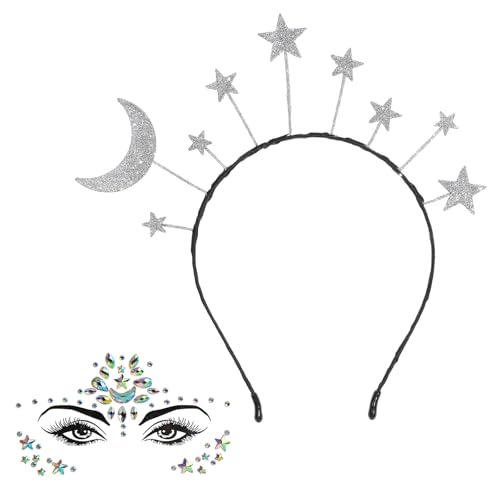 ZYEKIU Sternen Haarreif Selbstklebend Sterne Haarreif mit Gesicht Edelsteine Sterne Stirnband Sterne gesicht Selbstklebend Strasssteine Gesicht Haarreifen Glitzer Haarschmuck Damen Gesichtstatto ZYEKIU Sternen Haarreif Selbstklebend Sterne Haarreif mit Gesicht Edelsteine Sterne Stirnband Sterne gesicht Selbstklebend Strasssteine Gesicht Haarreifen Glitzer Haarschmuck Damen Gesichtstatto von ZYEKIU