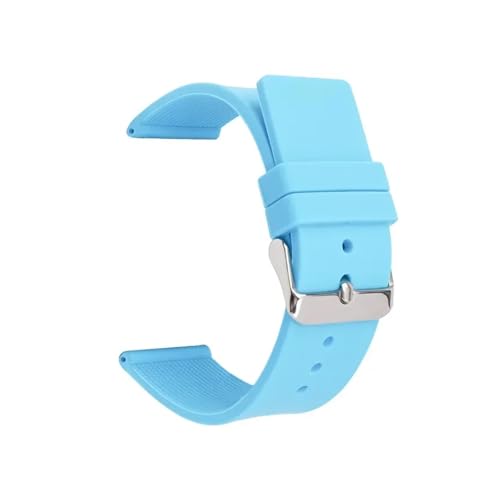12 mm 14 16 18 20 22 24 Silikonarmband for weiches Gummiband, Bonbonfarbe, for Männer und Frauen, Ersatzarmband, Zubehör zur Verwendung in Uhren(Light blue,SILVER BUCKLE_18MM) von ZYFHYU