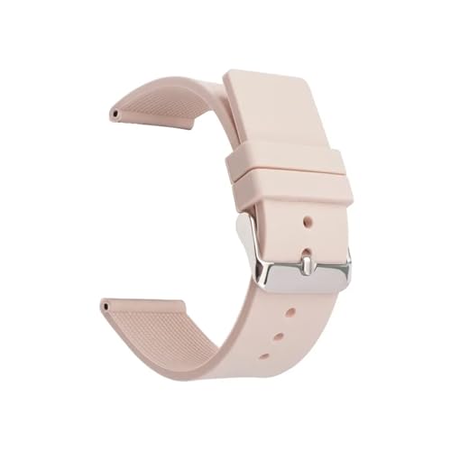 12 mm 14 16 18 20 22 24 Silikonarmband for weiches Gummiband, Bonbonfarbe, for Männer und Frauen, Ersatzarmband, Zubehör zur Verwendung in Uhren(Light pink,SILVER BUCKLE_18MM) von ZYFHYU