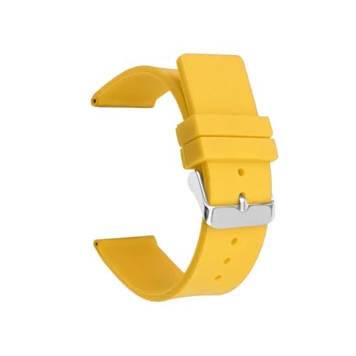 12 mm 14 16 18 20 22 24 Silikonarmband for weiches Gummiband, Bonbonfarbe, for Männer und Frauen, Ersatzarmband, Zubehör zur Verwendung in Uhren(Yellow,SILVER BUCKLE_12MM) von ZYFHYU