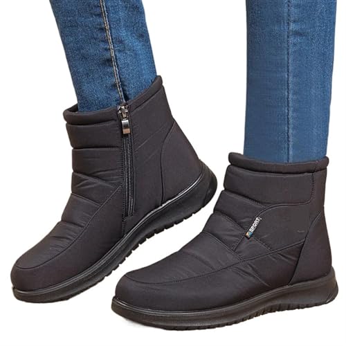 Frauen Stiefel Wasserdicht Schnee Stiefel for Winter Schuhe Frauen Zipper Stiefeletten Winter Botas Halten Warme Weibliche für Damen(Black,43) von ZYFHYU