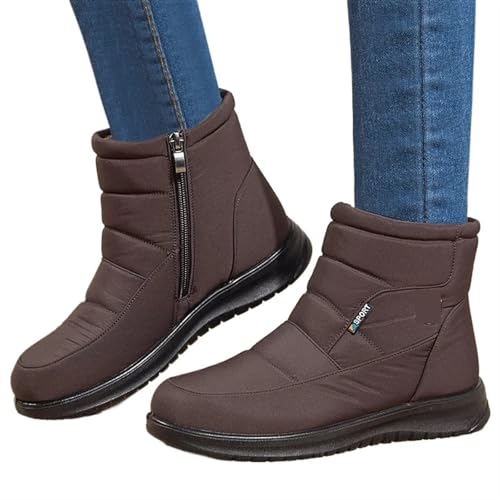 Frauen Stiefel Wasserdicht Schnee Stiefel for Winter Schuhe Frauen Zipper Stiefeletten Winter Botas Halten Warme Weibliche für Damen(Brown,39) von ZYFHYU