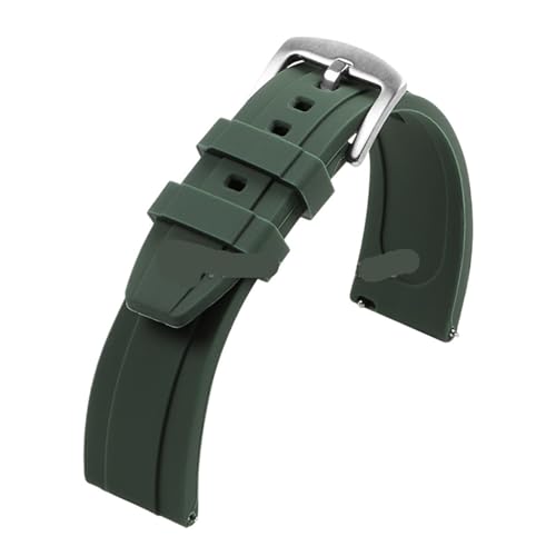 Universelles, wasserdichtes Gummiarmband for 20 mm 22, for Sport-Silikon-Uhrenarmband for Seiko, Armbandersatz for Männer und Frauen zur Verwendung in Uhren(Dark Green,20MM_SILVER BUCKLE) von ZYFHYU