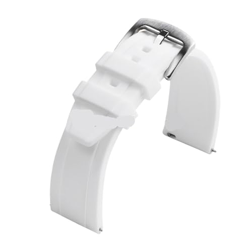 Universelles, wasserdichtes Gummiarmband for 20 mm 22, for Sport-Silikon-Uhrenarmband for Seiko, Armbandersatz for Männer und Frauen zur Verwendung in Uhren(White,20MM_SILVER BUCKLE) von ZYFHYU