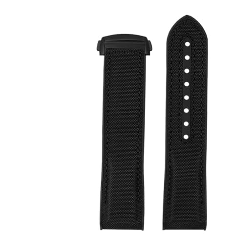 ZYFHYU 20 mm 21 22 Nylon-Gummi-Uhrenarmband for Männer Faltschließe Armband Uhrenzubehör Silikonuhr Uhrenarmband Weichgummi zur Verwendung in Uhren(Black black,21mm) von ZYFHYU