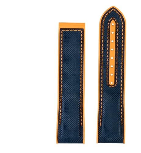 ZYFHYU 20 mm 21 22 Nylon-Gummi-Uhrenarmband for Männer Faltschließe Armband Uhrenzubehör Silikonuhr Uhrenarmband Weichgummi zur Verwendung in Uhren(Blue orange no,22mm) von ZYFHYU
