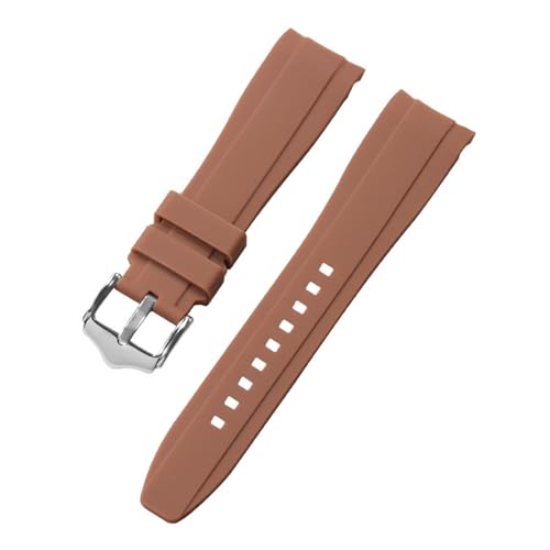 ZYFHYU 20 mm 22 Gummiarmband mit gebogenem Ende, Silikon-Uhrenarmband for Armband, wasserdicht, Ersatzarmband for Männer und Frauen zur Verwendung in Uhren(Brown,22mm) von ZYFHYU