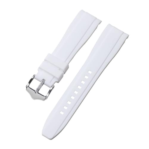 ZYFHYU 20 mm 22 Gummiarmband mit gebogenem Ende, Silikon-Uhrenarmband for Armband, wasserdicht, Ersatzarmband for Männer und Frauen zur Verwendung in Uhren(White,22mm) von ZYFHYU