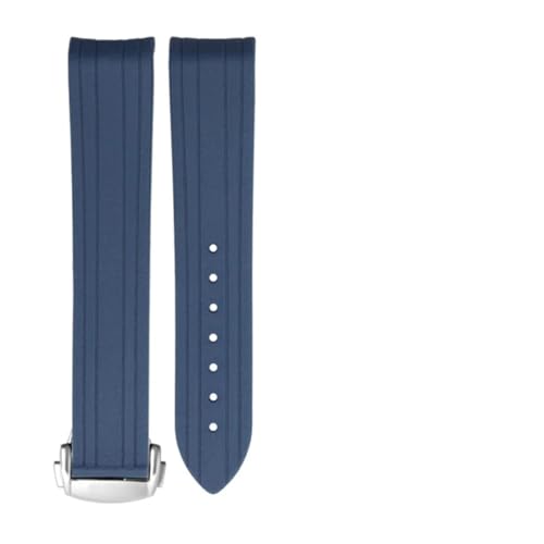 ZYFHYU 20 mm gebogenes Ende Gummi Silikon Armband for wasserdichtes Männer Frauen Uhrenzubehör zur Verwendung in Uhren(Blue-silver buckle) von ZYFHYU