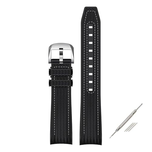 ZYFHYU 20mm Armband for Gelenk Silikonkautschuk Curved End Uhrenarmband Herren Damen Schnellverschluss Sport Gürtel zur Verwendung in Uhren(Black white) von ZYFHYU