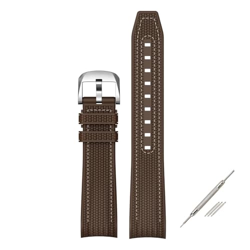 ZYFHYU 20mm Armband for Gelenk Silikonkautschuk Curved End Uhrenarmband Herren Damen Schnellverschluss Sport Gürtel zur Verwendung in Uhren(Brown white) von ZYFHYU
