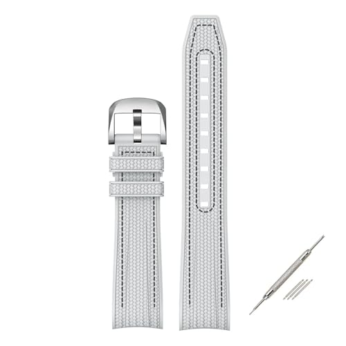 ZYFHYU 20mm Armband for Gelenk Silikonkautschuk Curved End Uhrenarmband Herren Damen Schnellverschluss Sport Gürtel zur Verwendung in Uhren(White black) von ZYFHYU