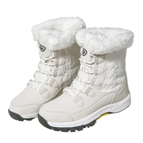 ZYFHYU Damen Klassische Schneestiefel Winter Warme Schuhe Plateauschuhe Damen Stiefel Ankle Booties für Damen(Beige,7) von ZYFHYU