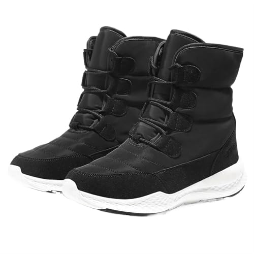 ZYFHYU Damen Stiefel Winter Weiß Schneestiefel Kurz Stil Wasserabweisend Obermaterial Rutschfest Plüsch Schwarz für Damen(Black,7.5) von ZYFHYU