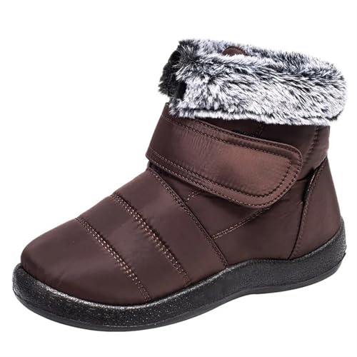 ZYFHYU Damen Stiefel wasserdichte Winterstiefel mit warm halten Stiefeletten Schnee Winterschuhe for Frauen Gummi für Damen(Brown,35) von ZYFHYU