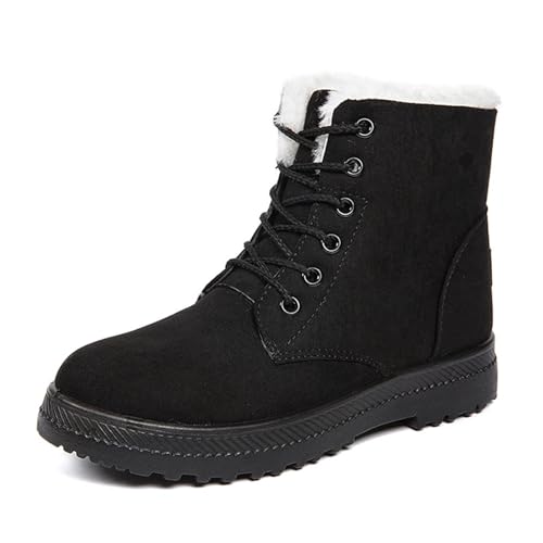 ZYFHYU Damenstiefeletten Schneestiefel Damenschuhe Plateaustiefeletten for Damen Warm halten Damenstiefel Flache Winterschuhe für Damen(Black,41) von ZYFHYU