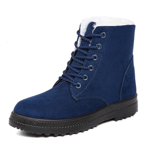 ZYFHYU Damenstiefeletten Schneestiefel Damenschuhe Plateaustiefeletten for Damen Warm halten Damenstiefel Flache Winterschuhe für Damen(Blue,42) von ZYFHYU