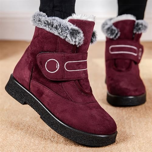 ZYFHYU Damenstiefeletten Warme Stiefeletten for Damenschuhe Winterschuhe Damen Schneestiefel for den Winter Schuhe mit niedrigem Absatz für Damen(Wine red,43) von ZYFHYU