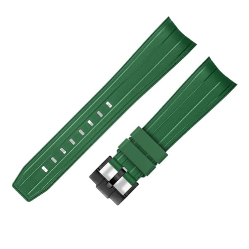 ZYFHYU FKM Fluorkautschuk 21 mm wasserdichtes Uhrenarmband Silikonarmband for Uhrenarmbänder wasserdichte mit Verschluss zur Verwendung in Uhren(Green black buckle) von ZYFHYU