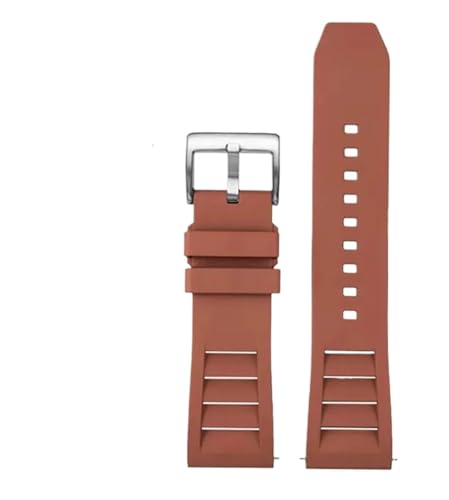 ZYFHYU FKM Fluorkautschuk Uhrenarmband for Uhren Band Sport Watchband Staubdicht 20mm 22mm Armband Ersatz for Männer Frauen zur Verwendung in Uhren(Brown-silver,20mm) von ZYFHYU