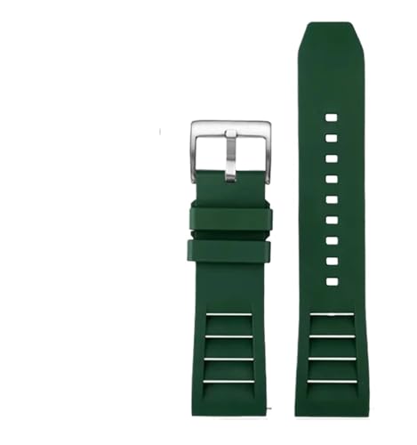 ZYFHYU FKM Fluorkautschuk Uhrenarmband for Uhren Band Sport Watchband Staubdicht 20mm 22mm Armband Ersatz for Männer Frauen zur Verwendung in Uhren(Green-silver,22mm) von ZYFHYU