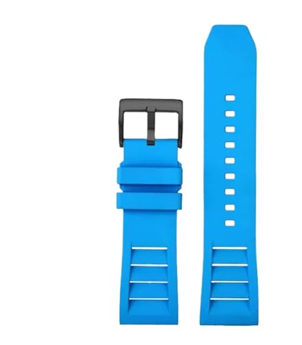 ZYFHYU FKM Fluorkautschuk Uhrenarmband for Uhren Band Sport Watchband Staubdicht 20mm 22mm Armband Ersatz for Männer Frauen zur Verwendung in Uhren(Sky blue-black,20mm) von ZYFHYU