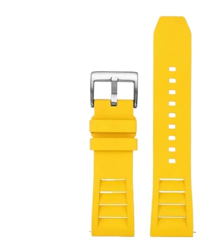 ZYFHYU FKM Fluorkautschuk Uhrenarmband for Uhren Band Sport Watchband Staubdicht 20mm 22mm Armband Ersatz for Männer Frauen zur Verwendung in Uhren(Yellow-silver,20mm) von ZYFHYU