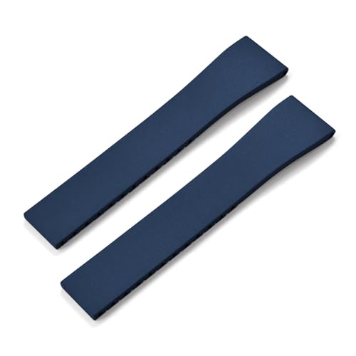 ZYFHYU FKM-Gummi-Uhrenarmband 16 mm 18 19 20 21 22 FKM-Armband Schnellverschluss Schmetterling Silberschnalle zur Verwendung in Uhren(Blue No Buckle,21mmx18mm) von ZYFHYU