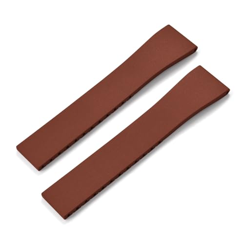 ZYFHYU FKM-Gummi-Uhrenarmband 16 mm 18 19 20 21 22 FKM-Armband Schnellverschluss Schmetterling Silberschnalle zur Verwendung in Uhren(Brown No Buckle,16mmx14mm) von ZYFHYU