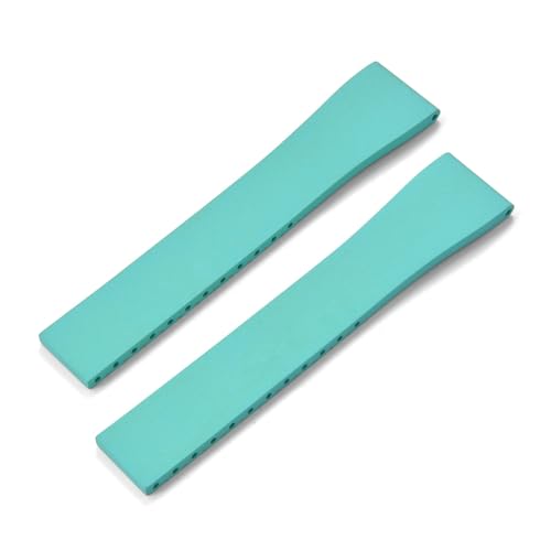 ZYFHYU FKM-Gummi-Uhrenarmband 16 mm 18 19 20 21 22 FKM-Armband Schnellverschluss Schmetterling Silberschnalle zur Verwendung in Uhren(Cyan No Buckle,21mmx18mm) von ZYFHYU