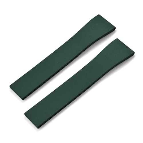 ZYFHYU FKM-Gummi-Uhrenarmband 16 mm 18 19 20 21 22 FKM-Armband Schnellverschluss Schmetterling Silberschnalle zur Verwendung in Uhren(Green No Buckle,20mmx16mm) von ZYFHYU