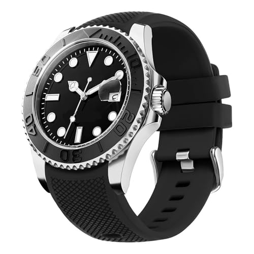 ZYFHYU Gummi-Uhrenarmband, 20 mm, 22, Silikon, lückenloses Uhrenarmband, Ersatzarmband for Herren und Damen, wasserdichte Uhrenarmbänder mit Verschluss zur Verwendung in Uhren(Black,20mm) von ZYFHYU