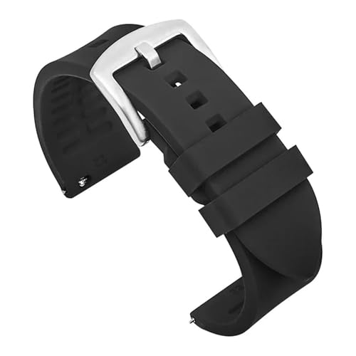 ZYFHYU Silikon-Uhrenarmband 18 mm 19 20 21 22 24 Herren-Sport-wasserdichtes Armband for Uhren-Ersatzarmband zur Verwendung in Uhren(Black-silver buckle,24mm) von ZYFHYU