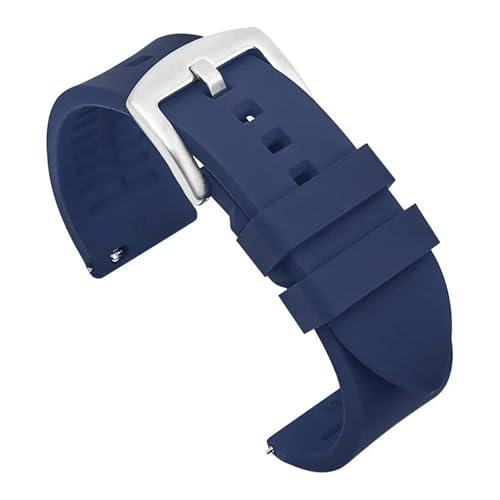 ZYFHYU Silikon-Uhrenarmband 18 mm 19 20 21 22 24 Herren-Sport-wasserdichtes Armband for Uhren-Ersatzarmband zur Verwendung in Uhren(Blue-silver buckle,22mm) von ZYFHYU