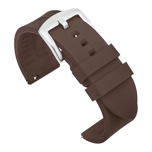 ZYFHYU Silikon-Uhrenarmband 18 mm 19 20 21 22 24 Herren-Sport-wasserdichtes Armband for Uhren-Ersatzarmband zur Verwendung in Uhren(Brown-silver buckle,24mm) von ZYFHYU