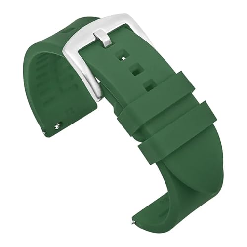 ZYFHYU Silikon-Uhrenarmband 18 mm 19 20 21 22 24 Herren-Sport-wasserdichtes Armband for Uhren-Ersatzarmband zur Verwendung in Uhren(Green-silver buckle,20mm) von ZYFHYU