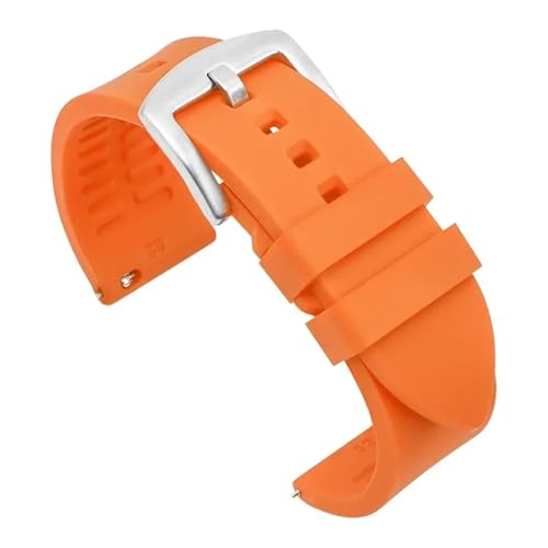 ZYFHYU Silikon-Uhrenarmband 18 mm 19 20 21 22 24 Herren-Sport-wasserdichtes Armband for Uhren-Ersatzarmband zur Verwendung in Uhren(Orange-silver buckle,21mm) von ZYFHYU