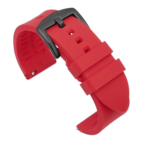 ZYFHYU Silikon-Uhrenarmband 18 mm 19 20 21 22 24 Herren-Sport-wasserdichtes Armband for Uhren-Ersatzarmband zur Verwendung in Uhren(Red-black buckle,18mm) von ZYFHYU