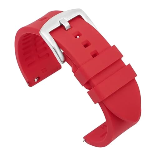 ZYFHYU Silikon-Uhrenarmband 18 mm 19 20 21 22 24 Herren-Sport-wasserdichtes Armband for Uhren-Ersatzarmband zur Verwendung in Uhren(Red-silver buckle,21mm) von ZYFHYU