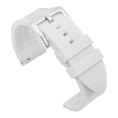 ZYFHYU Silikon-Uhrenarmband 18 mm 19 20 21 22 24 Herren-Sport-wasserdichtes Armband for Uhren-Ersatzarmband zur Verwendung in Uhren(White-silver buckle,21mm) von ZYFHYU