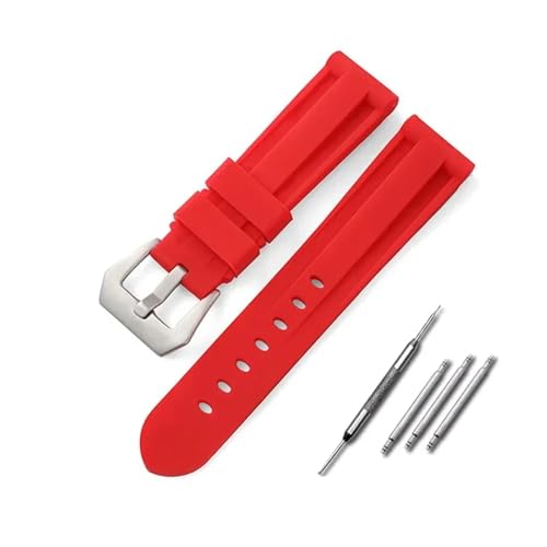 ZYFHYU Silikon-Uhrenarmband for Gummiarmband 20 mm 22 24 26 Herren Damen Sport-Ersatzarmband zur Verwendung in Uhren(Red-Silver,26mm) von ZYFHYU