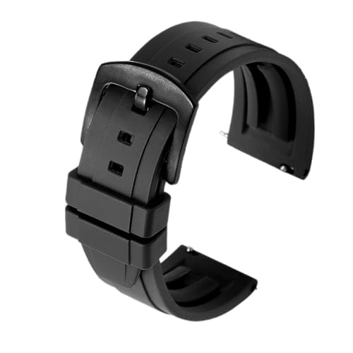 ZYFHYU Uhrenarmband aus Fluorkautschuk, 18 mm, 19, 20, 21, 22, 24, Sportarmband mit Schnellverschluss zur Verwendung in Uhren(BLACK,20mm black buckle) von ZYFHYU