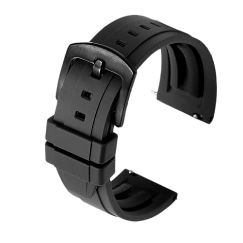 ZYFHYU Uhrenarmband aus Fluorkautschuk, 18 mm, 19, 20, 21, 22, 24, Sportarmband mit Schnellverschluss zur Verwendung in Uhren(BLACK,21mm silver buckle) von ZYFHYU